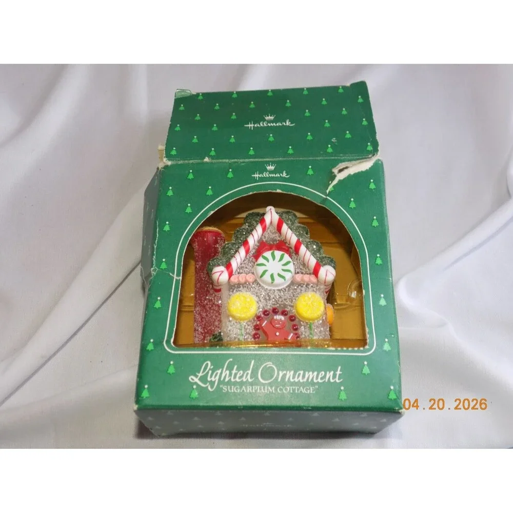 Vintage Sugar Plum Cottage Hallmark Christmas Ornament Sugared Gumdrop 1984